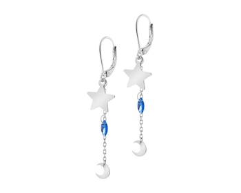 Rhodium Plated Silver Dangling Earring with Cubic Zirconia