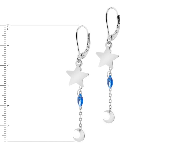 Rhodium Plated Silver Dangling Earring with Cubic Zirconia