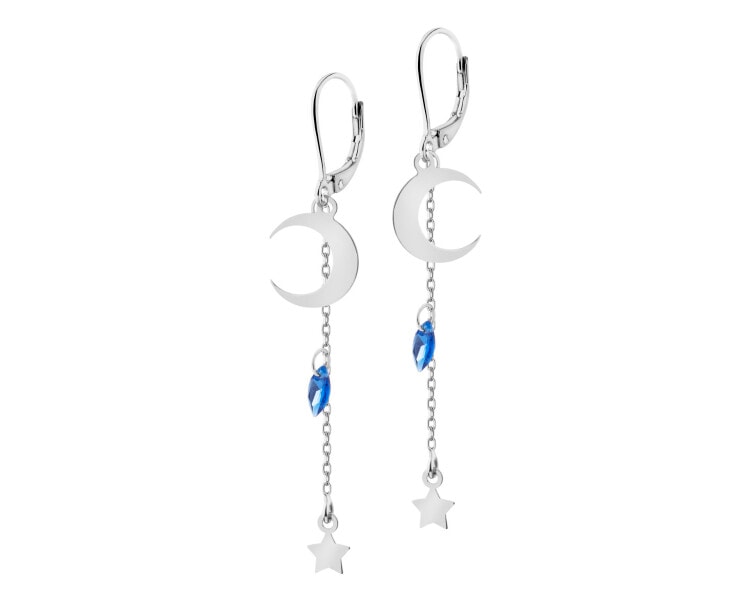 Rhodium Plated Silver Dangling Earring with Cubic Zirconia