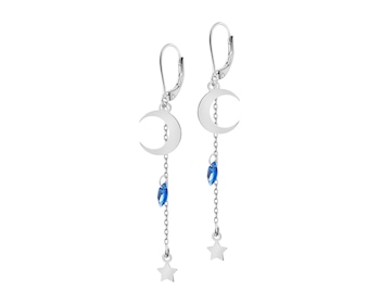 Rhodium Plated Silver Dangling Earring with Cubic Zirconia