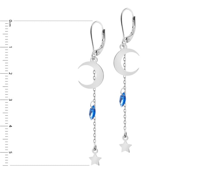 Rhodium Plated Silver Dangling Earring with Cubic Zirconia