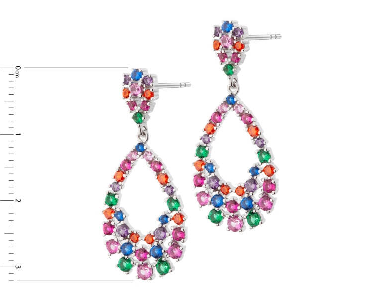 Rhodium Plated Silver Dangling Earring with Cubic Zirconia