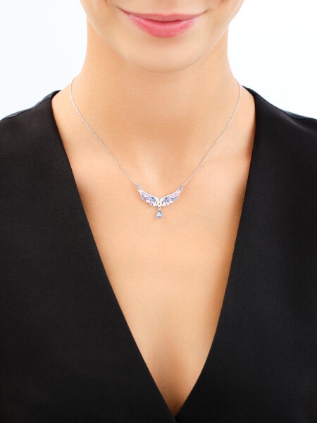 Rhodium Plated Silver Necklace with Cubic Zirconia