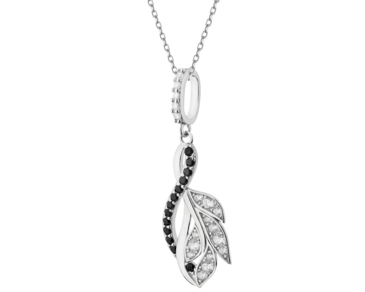 Rhodium Plated Silver Pendant with Cubic Zirconia