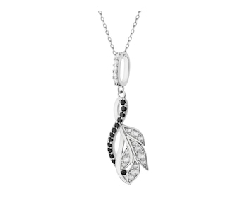 Rhodium Plated Silver Pendant with Cubic Zirconia