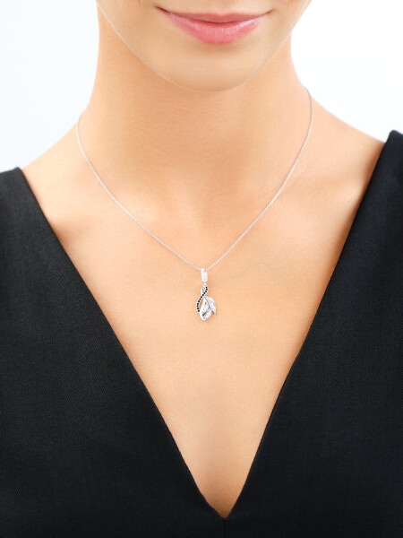 Rhodium Plated Silver Pendant with Cubic Zirconia