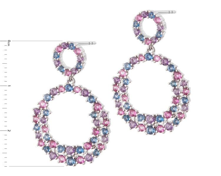 Rhodium Plated Silver Dangling Earring with Cubic Zirconia