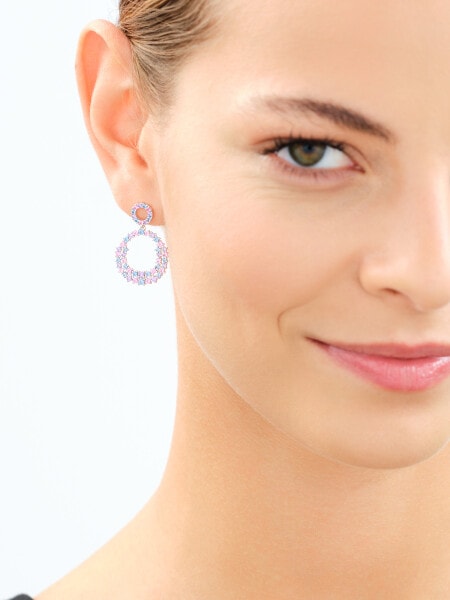 Rhodium Plated Silver Dangling Earring with Cubic Zirconia