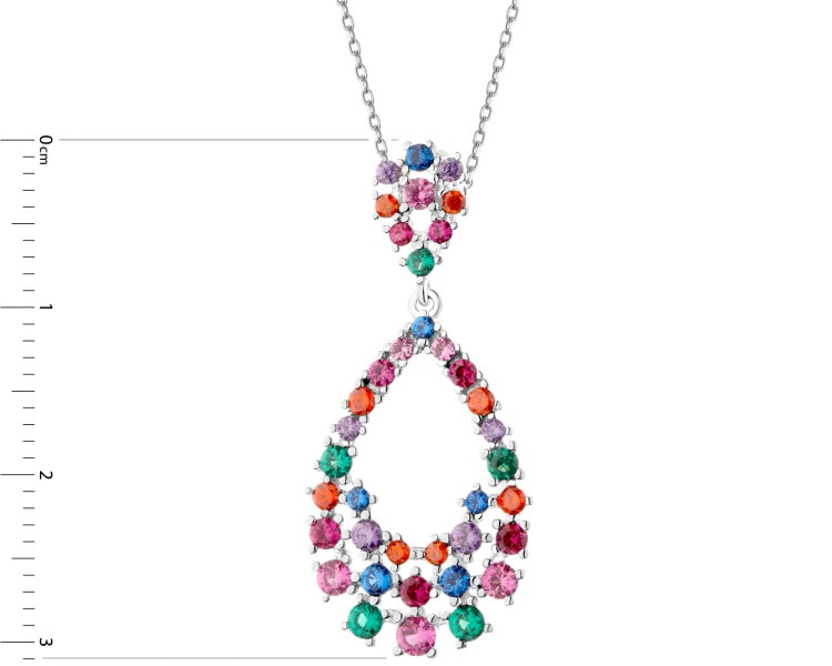 Rhodium Plated Silver Pendant with Cubic Zirconia