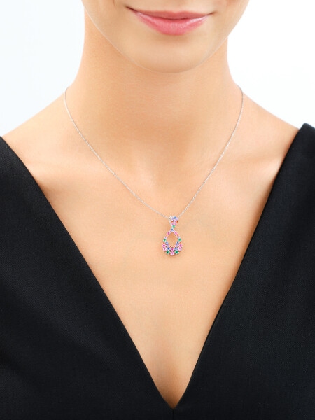 Rhodium Plated Silver Pendant with Cubic Zirconia