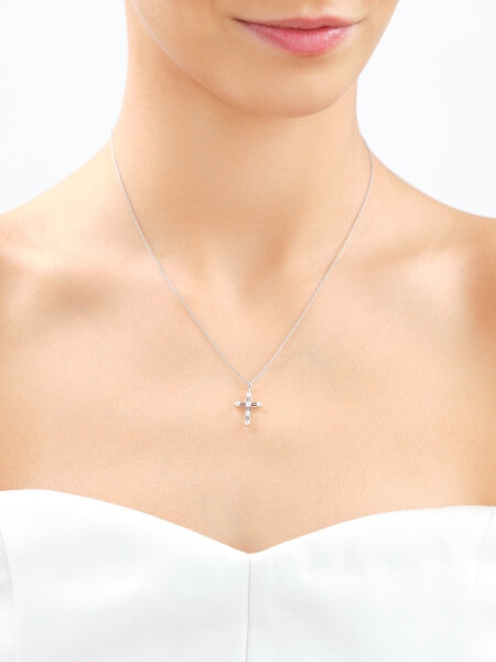 Rhodium Plated Silver Pendant with Cubic Zirconia