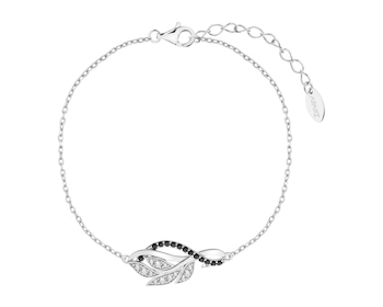 Rhodium Plated Silver Bracelet with Cubic Zirconia