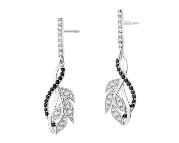 Rhodium Plated Silver Dangling Earring with Cubic Zirconia