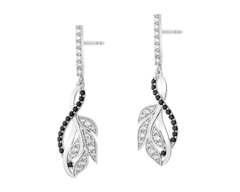 Rhodium Plated Silver Dangling Earring with Cubic Zirconia