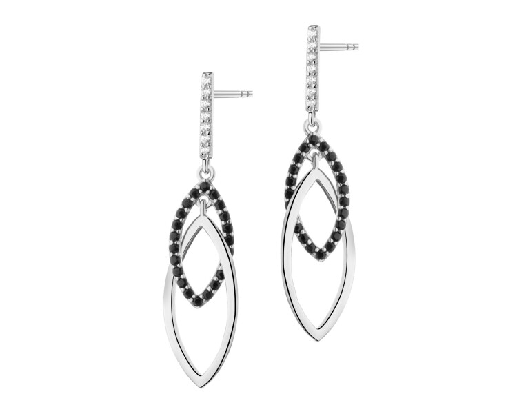 Rhodium Plated Silver Dangling Earring with Cubic Zirconia