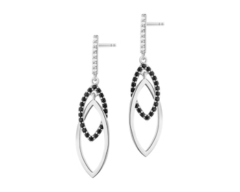 Rhodium Plated Silver Dangling Earring with Cubic Zirconia