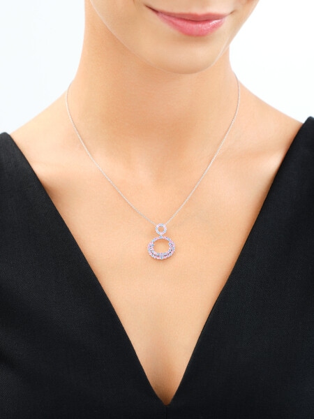 Rhodium Plated Silver Pendant with Cubic Zirconia