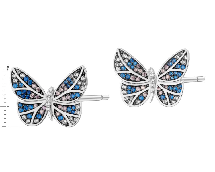 Rhodium-Plated Silver, Black Rhodium Earrings with Cubic Zirconia