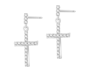 Rhodium Plated Silver Dangling Earring with Cubic Zirconia