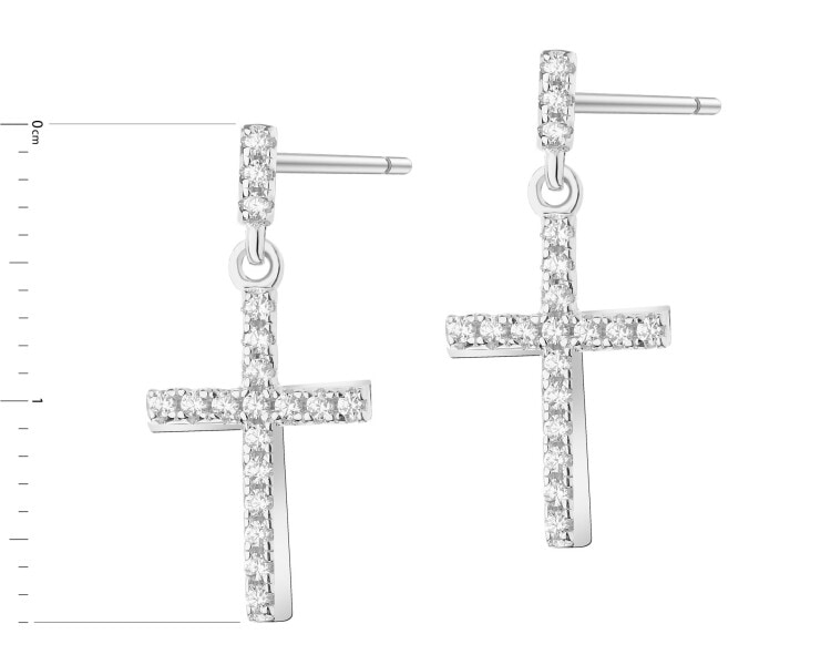 Rhodium Plated Silver Dangling Earring with Cubic Zirconia