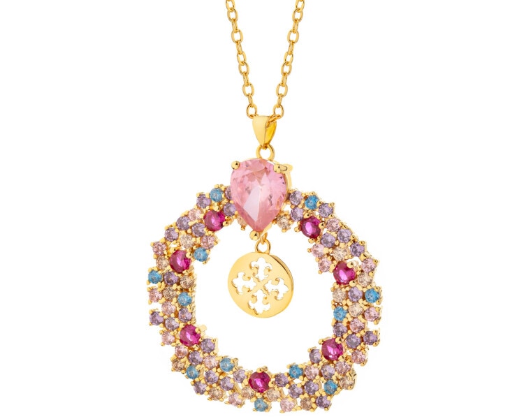 Gold-Plated Brass Necklace with Cubic Zirconia