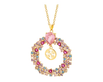 Gold-Plated Brass Necklace with Cubic Zirconia