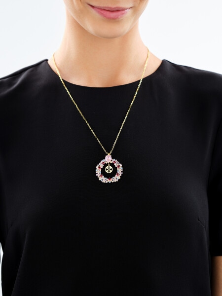 Gold-Plated Brass Necklace with Cubic Zirconia