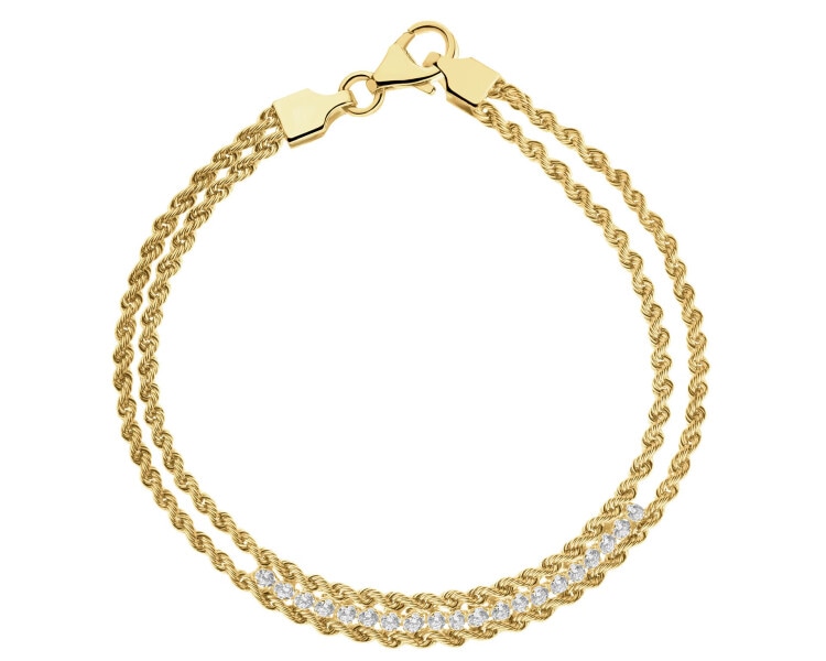 9 K Yellow Gold Bracelet with Cubic Zirconia