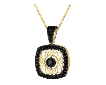 333 Yellow Gold/Black Rhodium Pendant with Cubic Zirconia