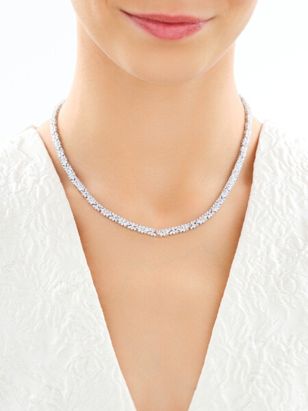 Rhodium Plated Silver Necklace with Cubic Zirconia