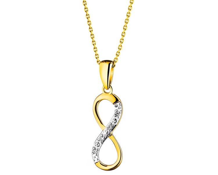 9 K Rhodium-Plated Yellow Gold Pendant with Diamonds - 0,01 ct - fineness 14 K