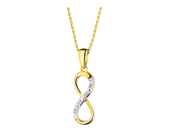 9 K Rhodium-Plated Yellow Gold Pendant with Diamonds - 0,01 ct - fineness 14 K