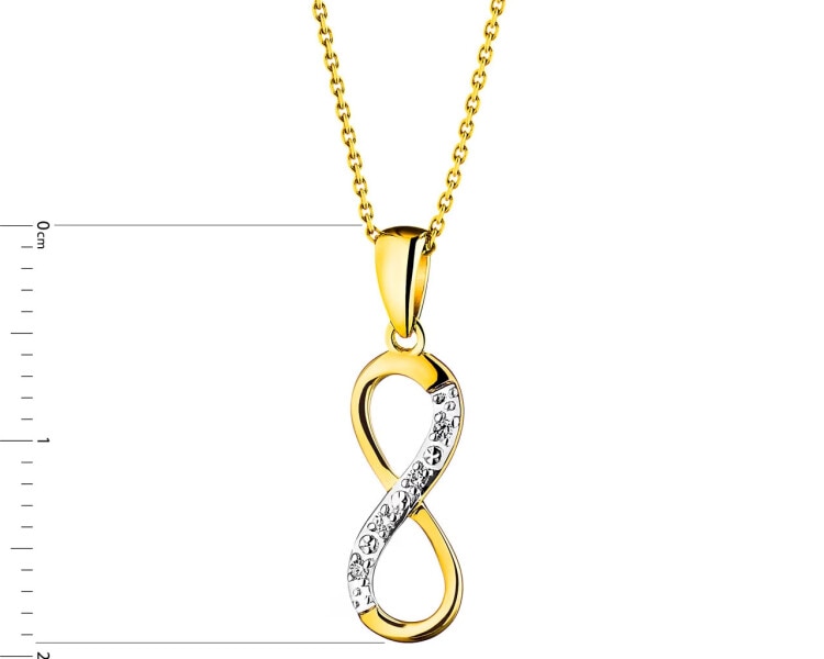 9 K Rhodium-Plated Yellow Gold Pendant with Diamonds - 0,01 ct - fineness 14 K