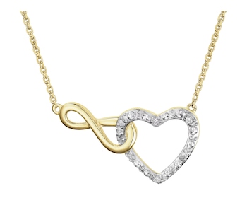 9 K Rhodium-Plated Yellow Gold Necklace with Diamonds - 0,02 ct - fineness 14 K