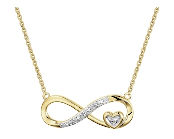 9 K Rhodium-Plated Yellow Gold Necklace with Diamonds - 0,01 ct - fineness 14 K