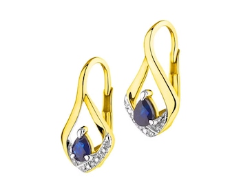 14 K Rhodium-Plated Yellow Gold Earrings  - fineness 14 K