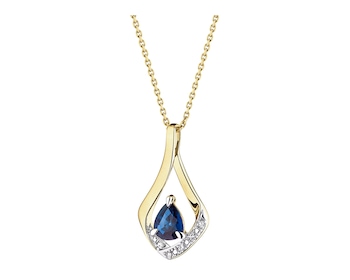 9 K Rhodium-Plated Yellow Gold Pendant with Diamonds - fineness 14 K