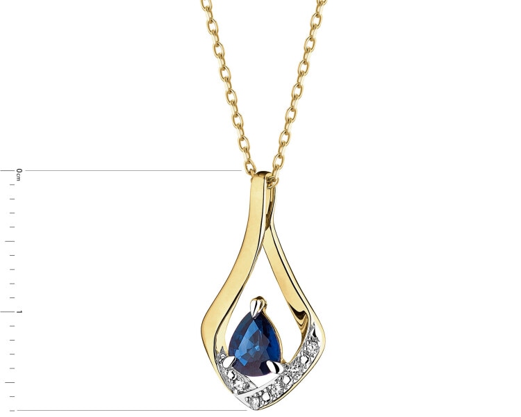 9 K Rhodium-Plated Yellow Gold Pendant with Diamonds - fineness 14 K