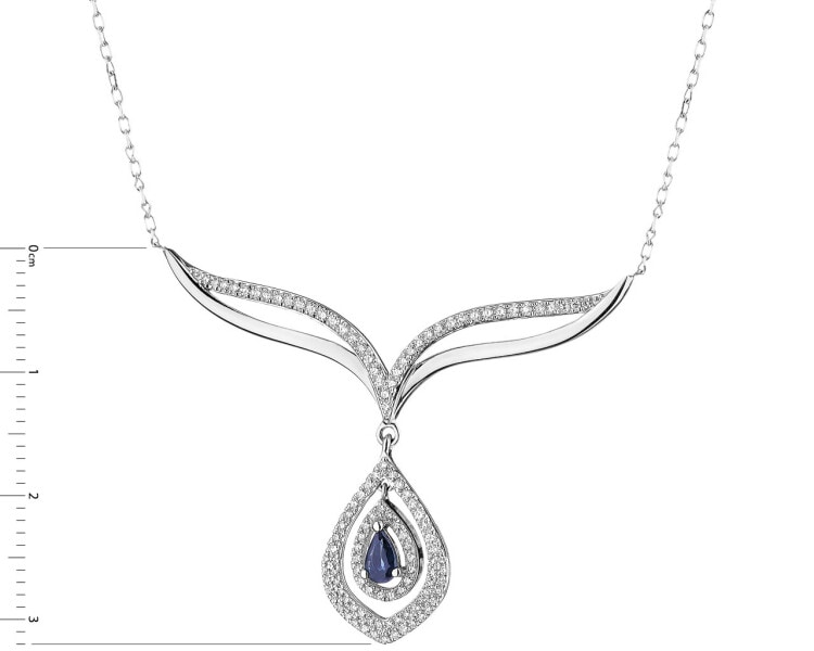 14 K Rhodium-Plated Yellow Gold Necklace with Diamonds - fineness 14 K