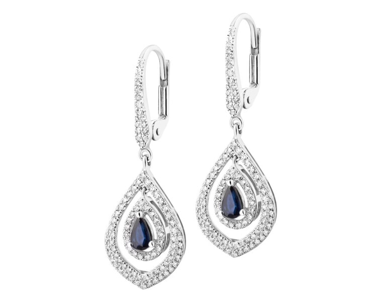 14 K Rhodium-Plated White Gold Dangling Earring  - fineness 14 K