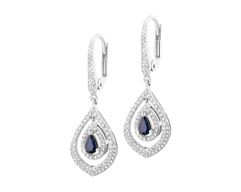 14 K Rhodium-Plated White Gold Dangling Earring  - fineness 14 K