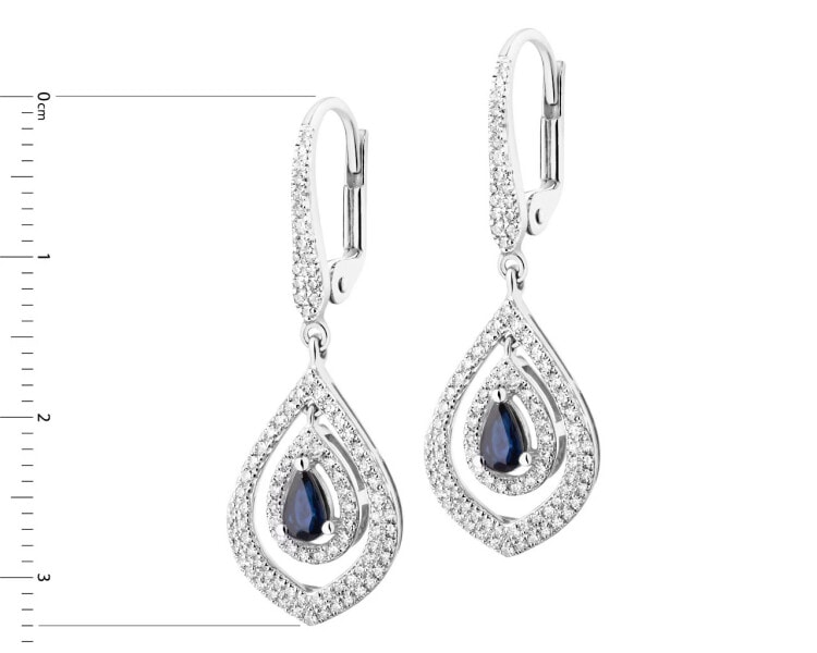 14 K Rhodium-Plated White Gold Dangling Earring  - fineness 14 K