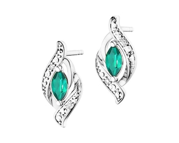 14 K Rhodium-Plated White Gold Earrings  - fineness 14 K