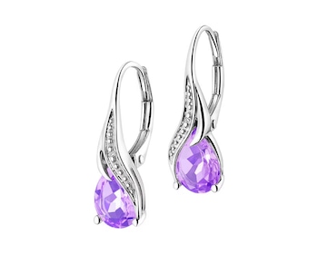 14 K Rhodium-Plated White Gold Earrings  - fineness 14 K