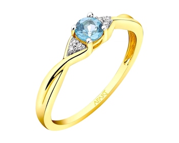 9ct Yellow Gold Ring with Diamonds - fineness 14 K