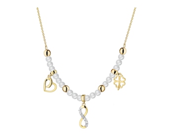 14 K Rhodium-Plated Yellow Gold Necklace  - fineness 14 K