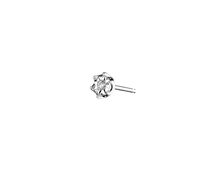 9 K Rhodium-Plated White Gold Earring with Diamond - 0,01 ct - fineness 14 K