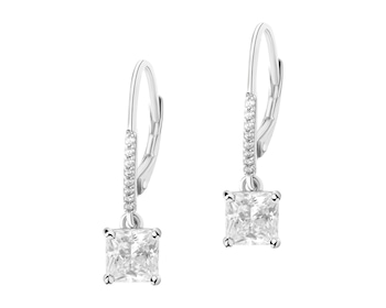 Rhodium Plated Silver Dangling Earring with Cubic Zirconia