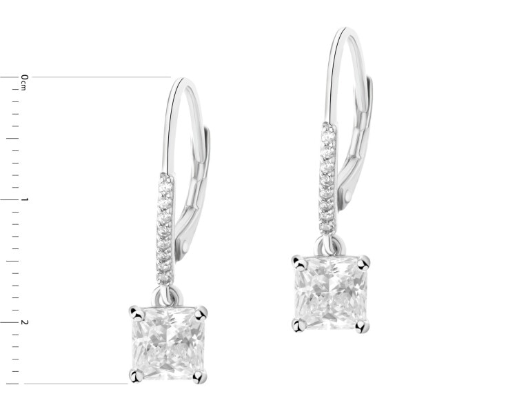 Rhodium Plated Silver Dangling Earring with Cubic Zirconia
