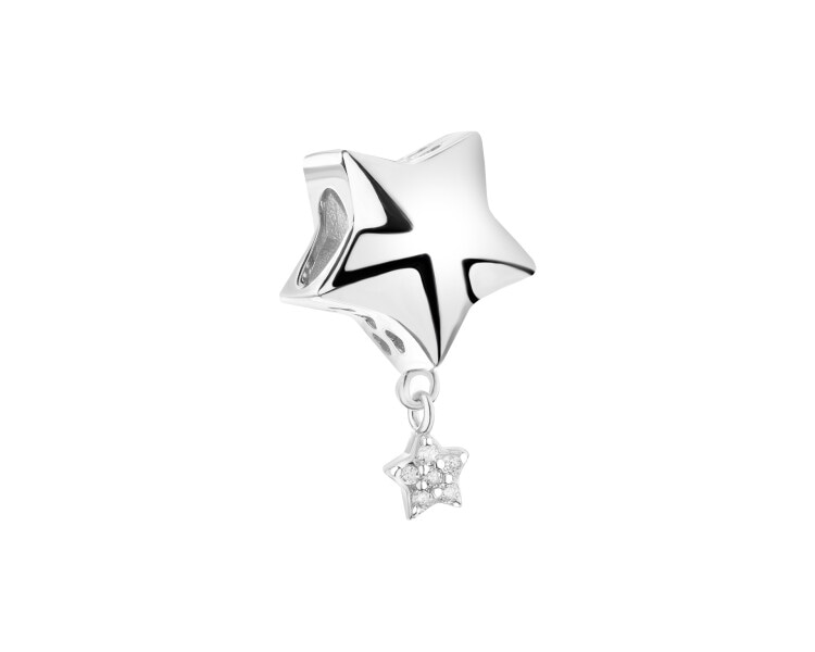 Rhodium Plated Silver Pendant with Cubic Zirconia